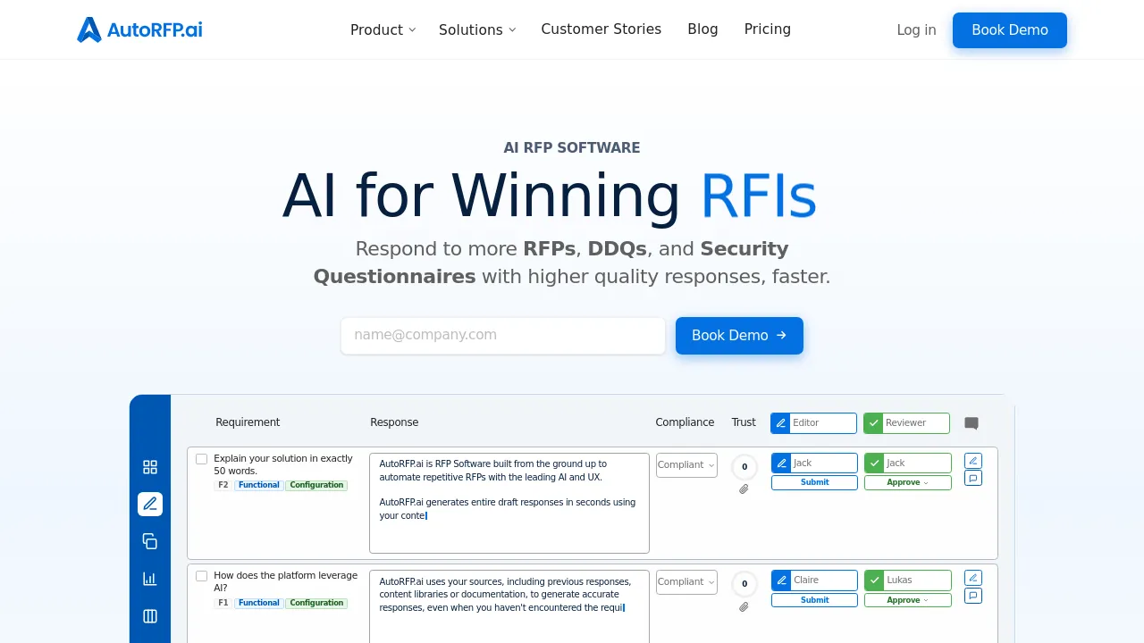 AutoRFP.ai homepage, captured August 2026
