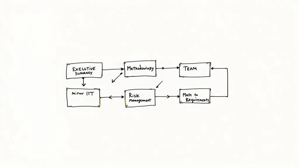 A person outlining a plan on a whiteboard, representing bid structure.