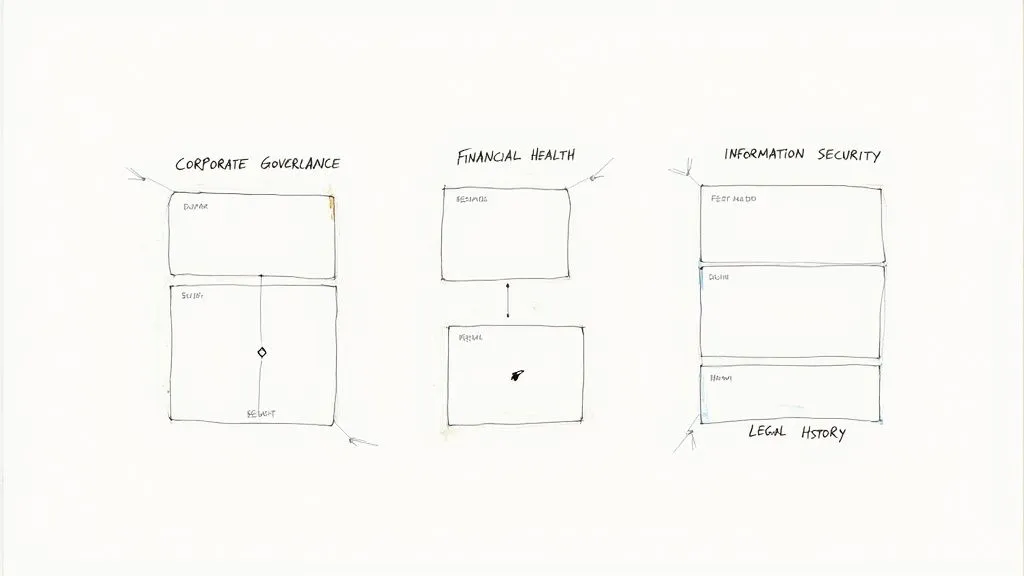 A person pointing at a screen showing different sections of a document