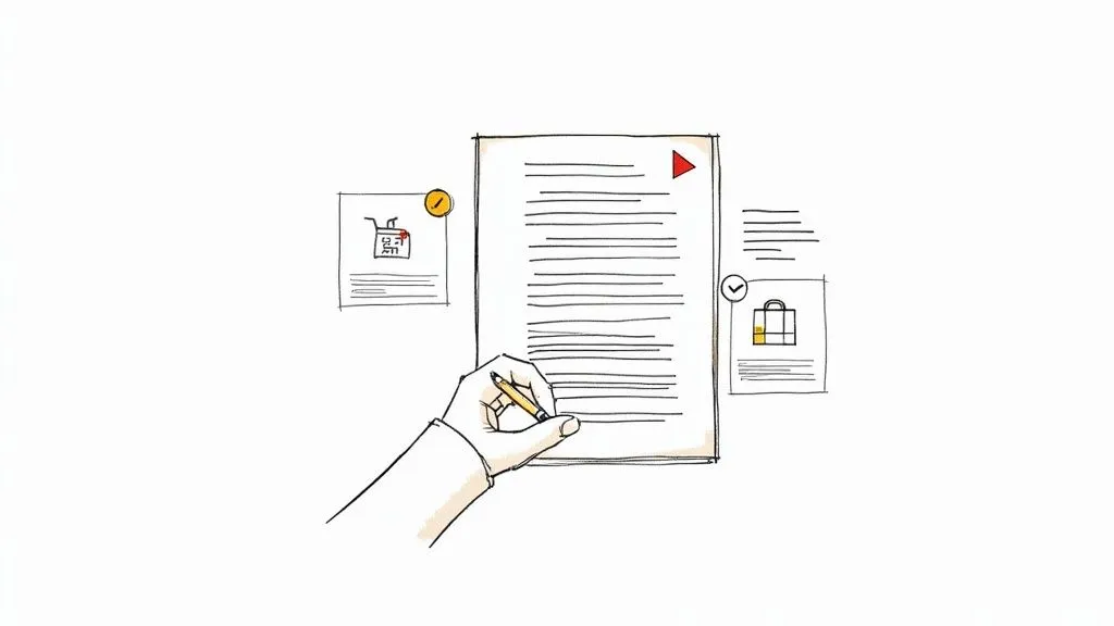 A person at a desk carefully reviewing and customising a document, symbolising the process of adapting a template policy.