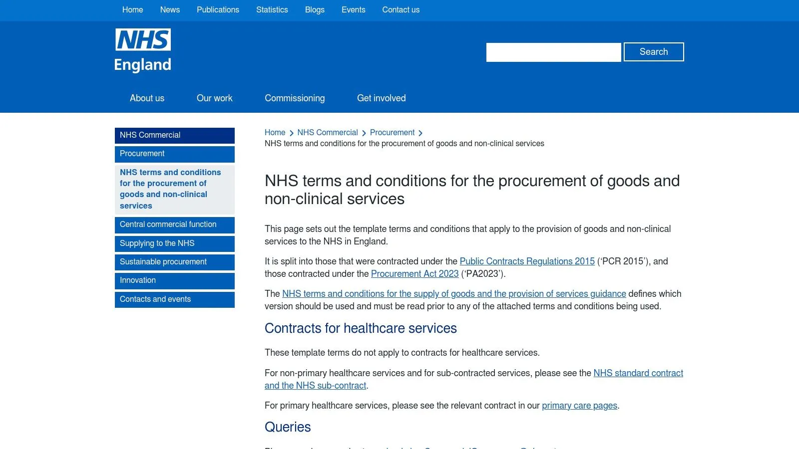 NHS England — Procurement terms and templates (England)