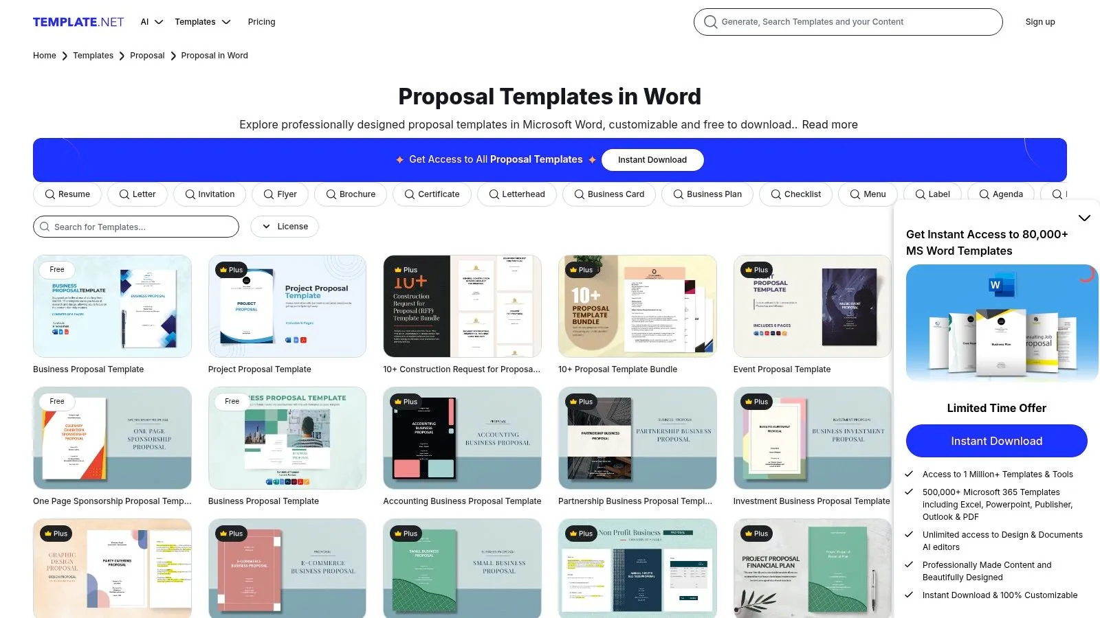 Template.net — RFP templates and bundles (free + premium)