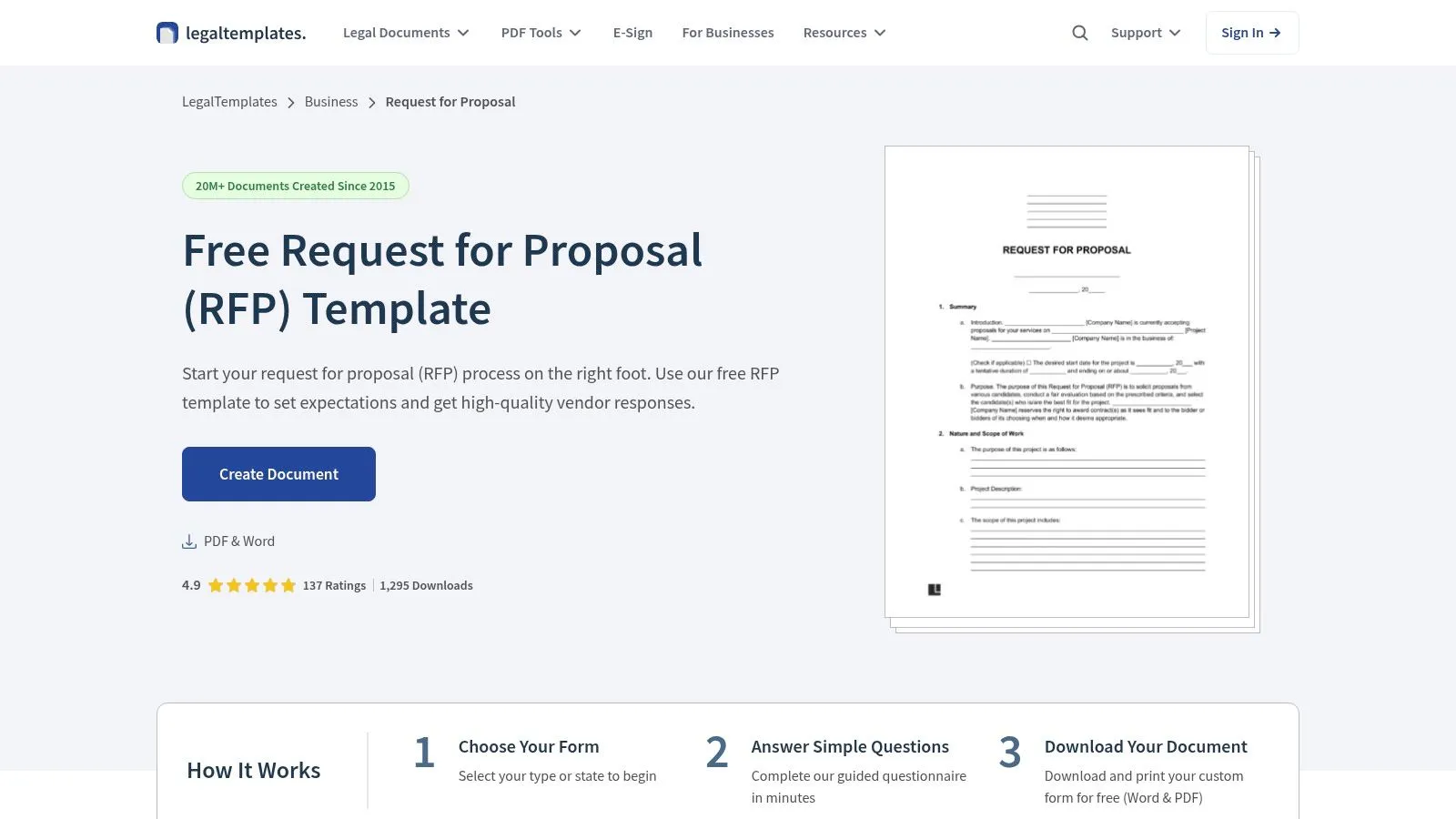 LegalTemplates — Free RFP template (Word/PDF)