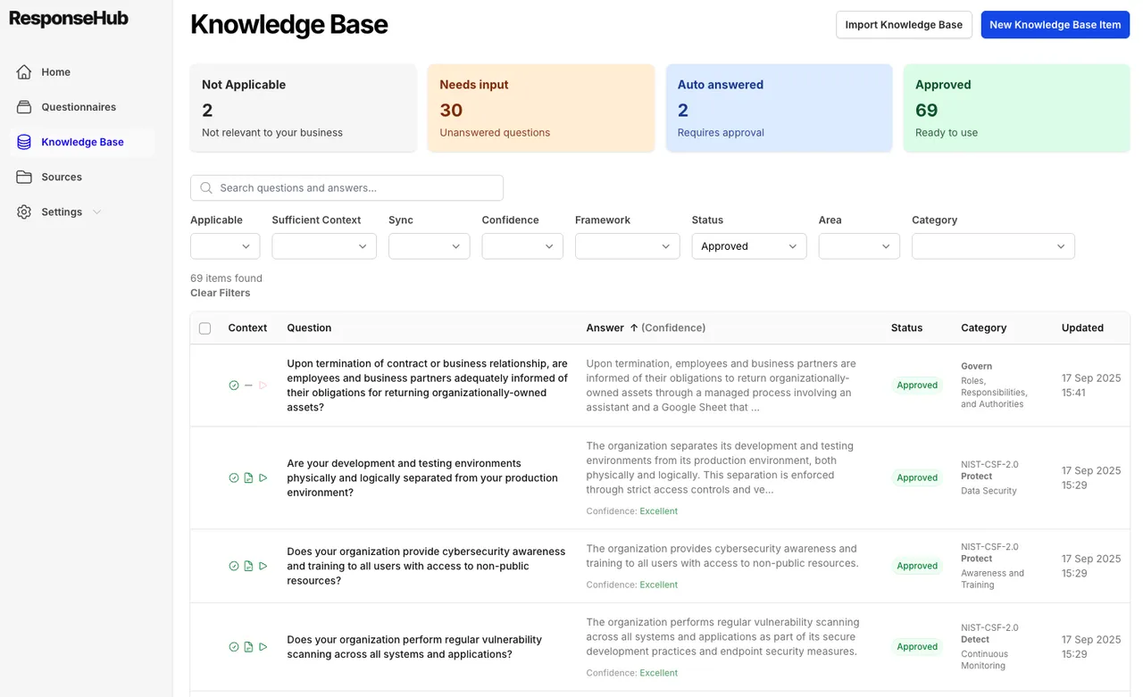 The Knowledge Base in ResponseHub